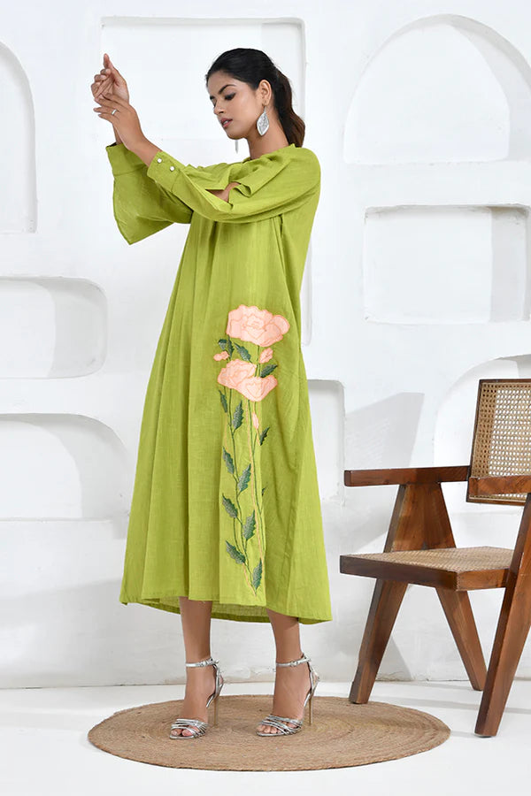 Green floral dress