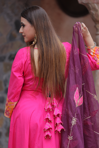 Muskaan Appliqué Pink Anarkali