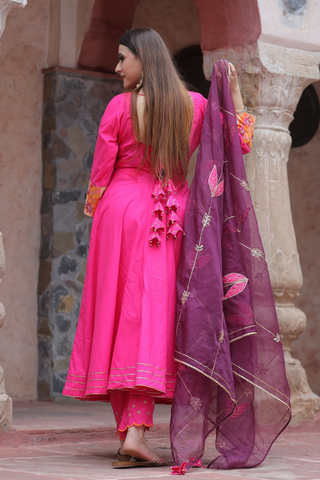 Muskaan Appliqué Pink Anarkali