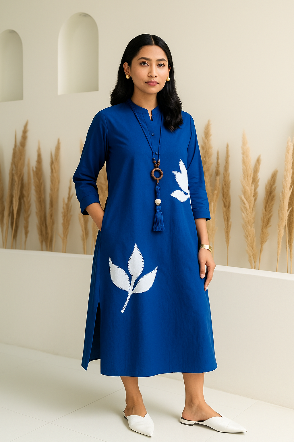 Midnight Petal Kurta Dress