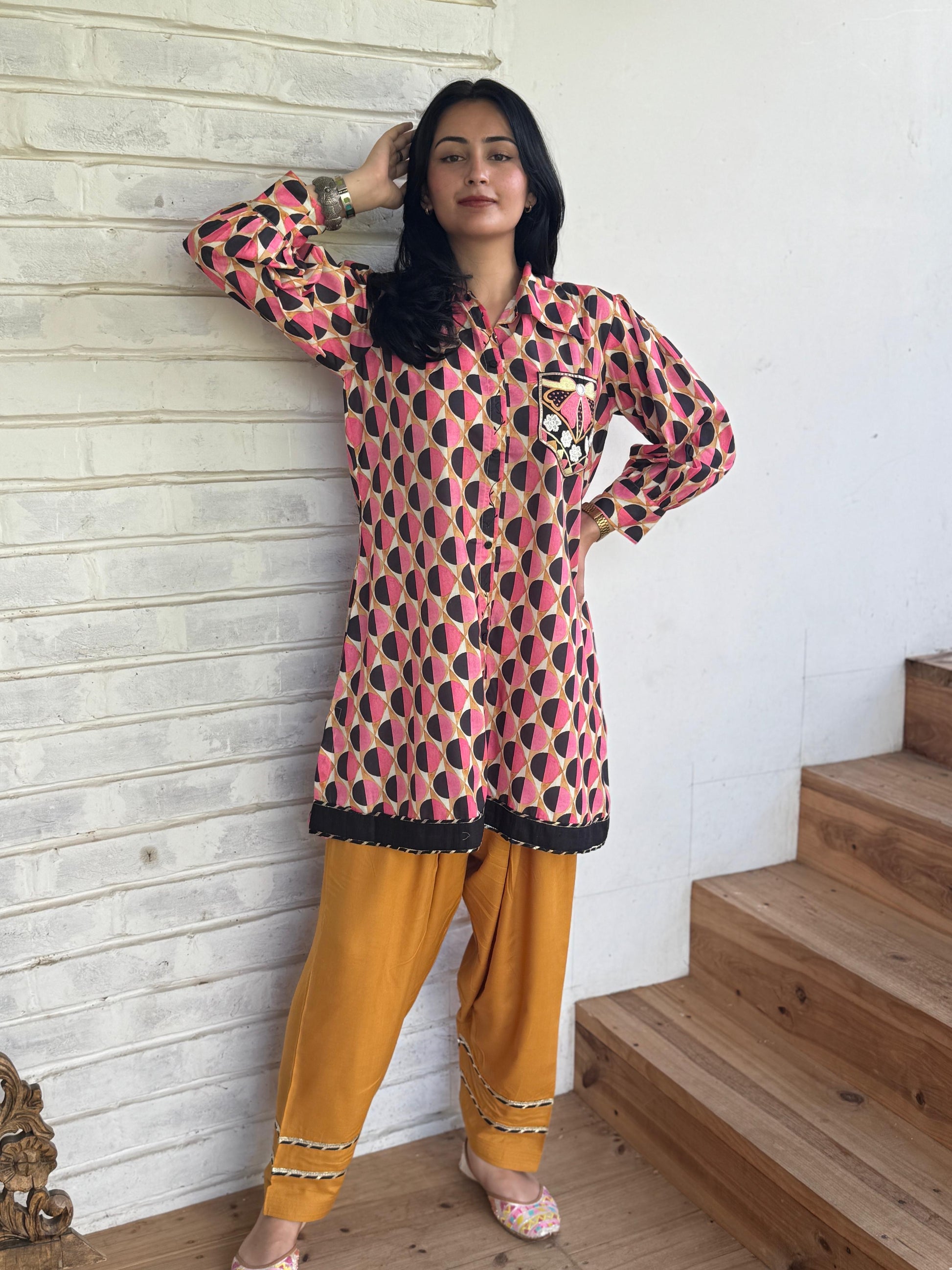 Mustard Patiala Fusion Set