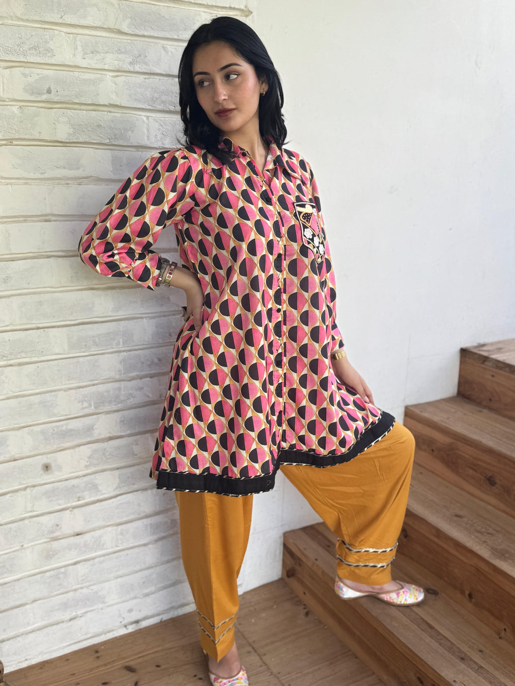 Mustard Patiala Fusion Set