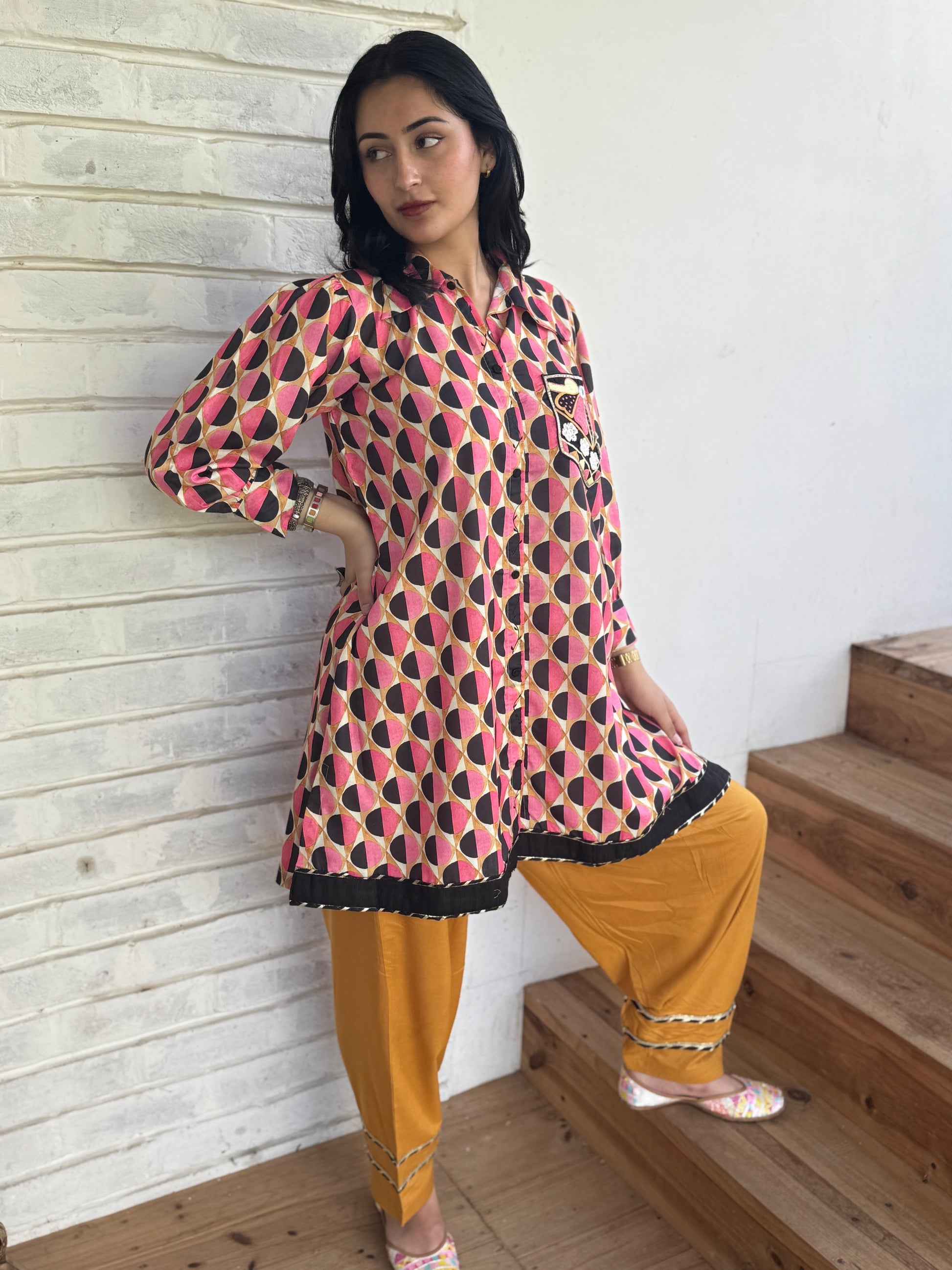 Mustard Patiala Fusion Set