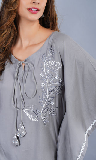 Silver Threads Elegance Embroidered Kaftan