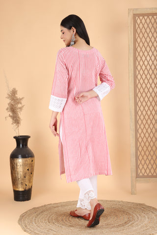 Artisan Red handblock kurta set