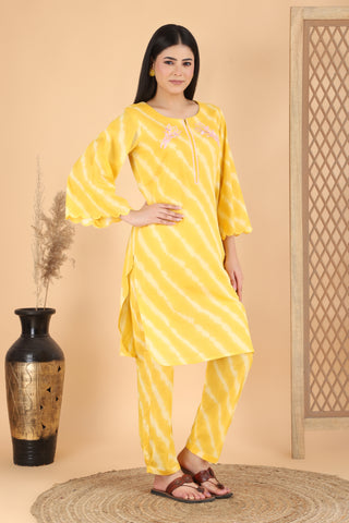 Yellow lehar Co-ord set