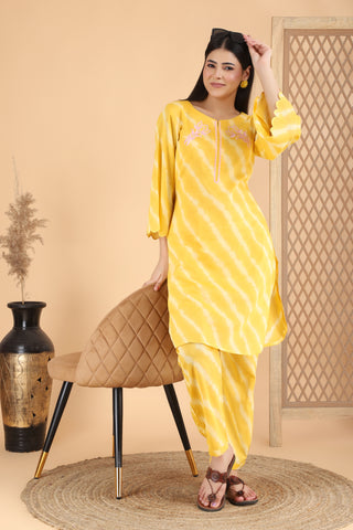 Yellow lehar Co-ord set