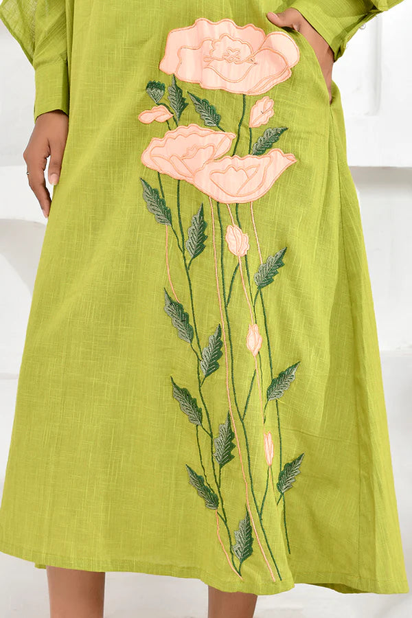 Green floral dress