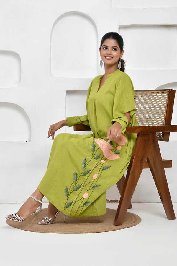 Green floral dress