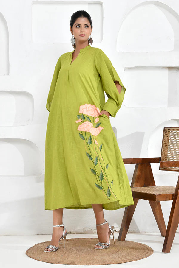 Green floral dress