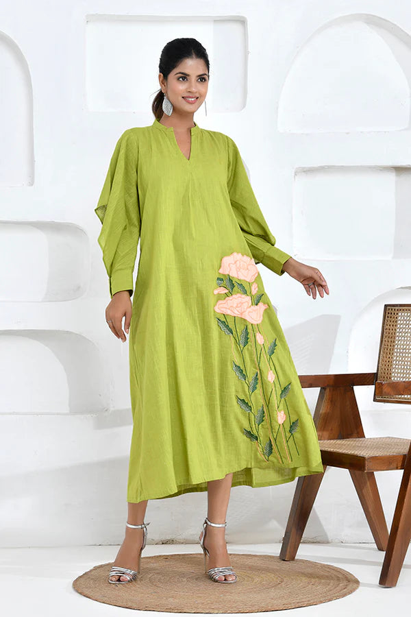 Green floral dress